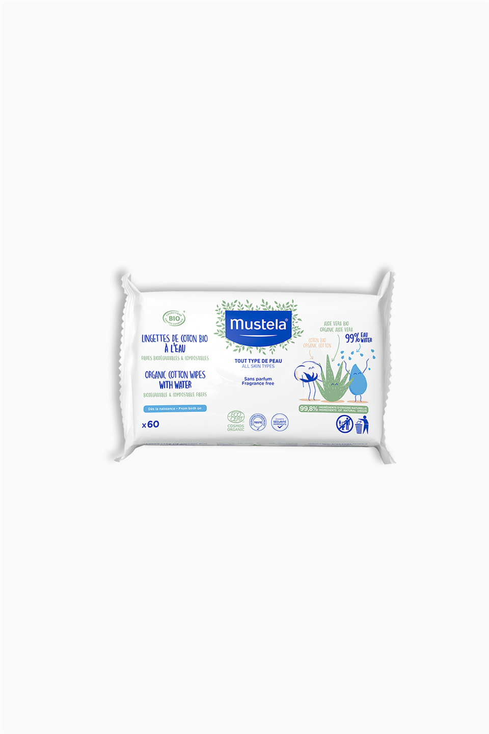 Mustela Organik Pamuklu Islak Mendil 60 Yaprak | Mustela | Mustela Organik Pamuklu Islak Mendil 60 Yaprak