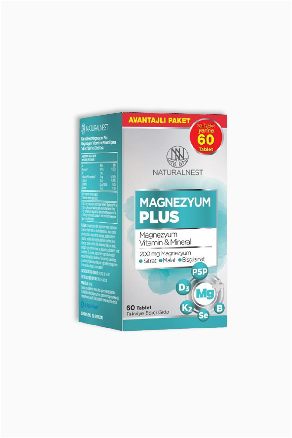 Naturalnest Magnezyum Plus 60 Tablet | Natural Nest | Naturalnest Magnezyum Plus 60 Tablet
