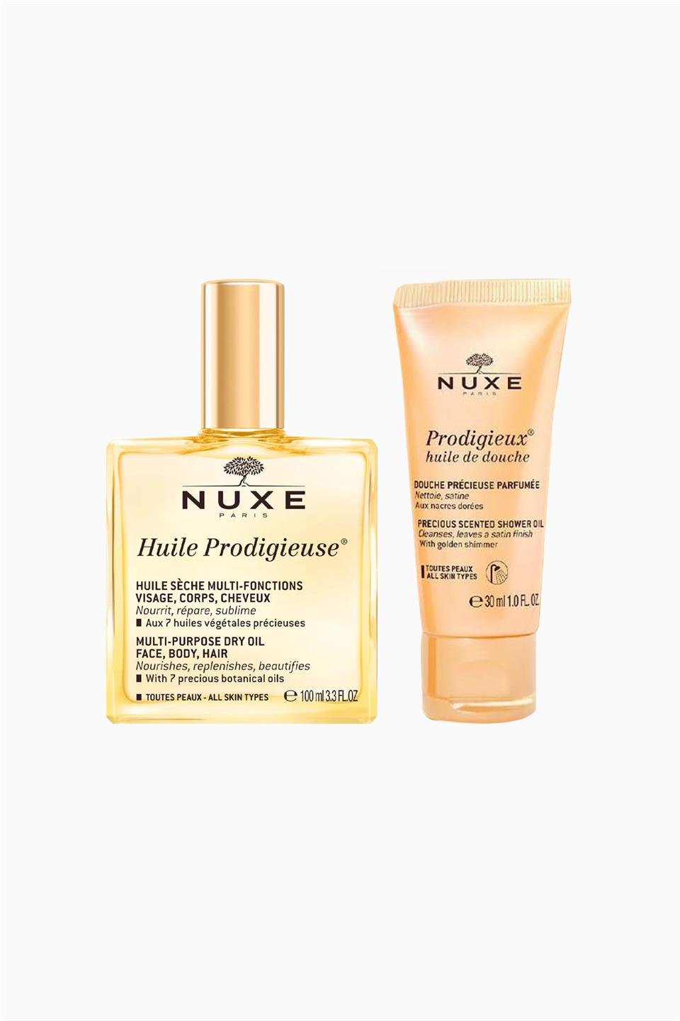 Nuxe Huile Prodigieuse Çok Amaçlı Kuru Yağ 100 ml + Prodigieux Shower Oil 30 ml | Nuxe | Nuxe Huile Prodigieuse Çok Amaçlı Kuru Yağ 100 ml + Prodigieux Shower Oil 30 ml