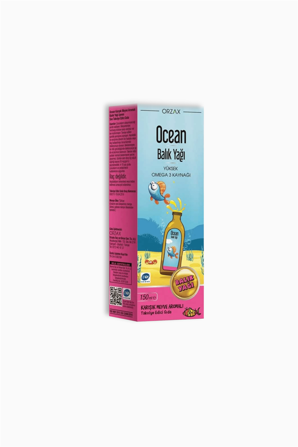 Orzax Ocean Omega 3 Karışık Meyveli Balık Yağı Şurubu 150 ml | Orzax | Orzax Ocean Omega 3 Karışık Meyveli Balık Yağı Şurubu Kral Şakir 150 ml
