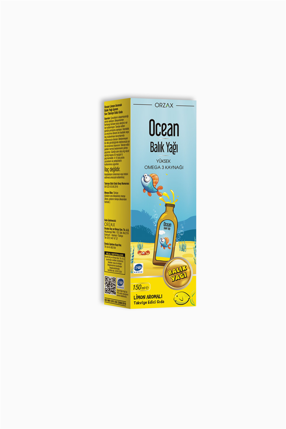 Orzax Ocean Omega 3 Limon Aromalı Balık Yağı Şurubu 150 ml | Orzax | Orzax Ocean Omega 3 Limon Aromalı Balık Yağı Şurubu Kral Şakir 150 ml