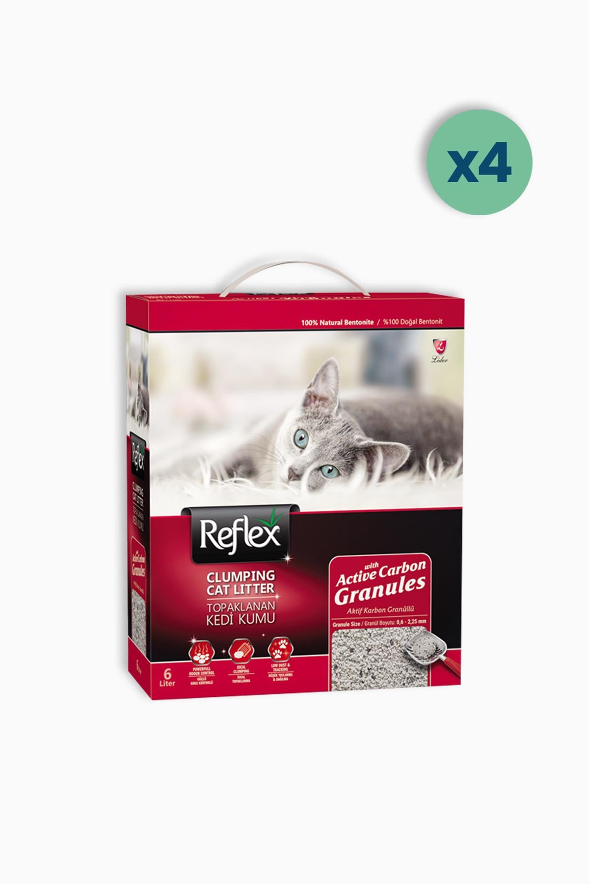 Reflex Box 6 Lt Granül Active Carbon Kedi Kumu 4 Adet | Reflex | Reflex Box 6 Lt Granül Active Carbon Kedi Kumu 4 Adet