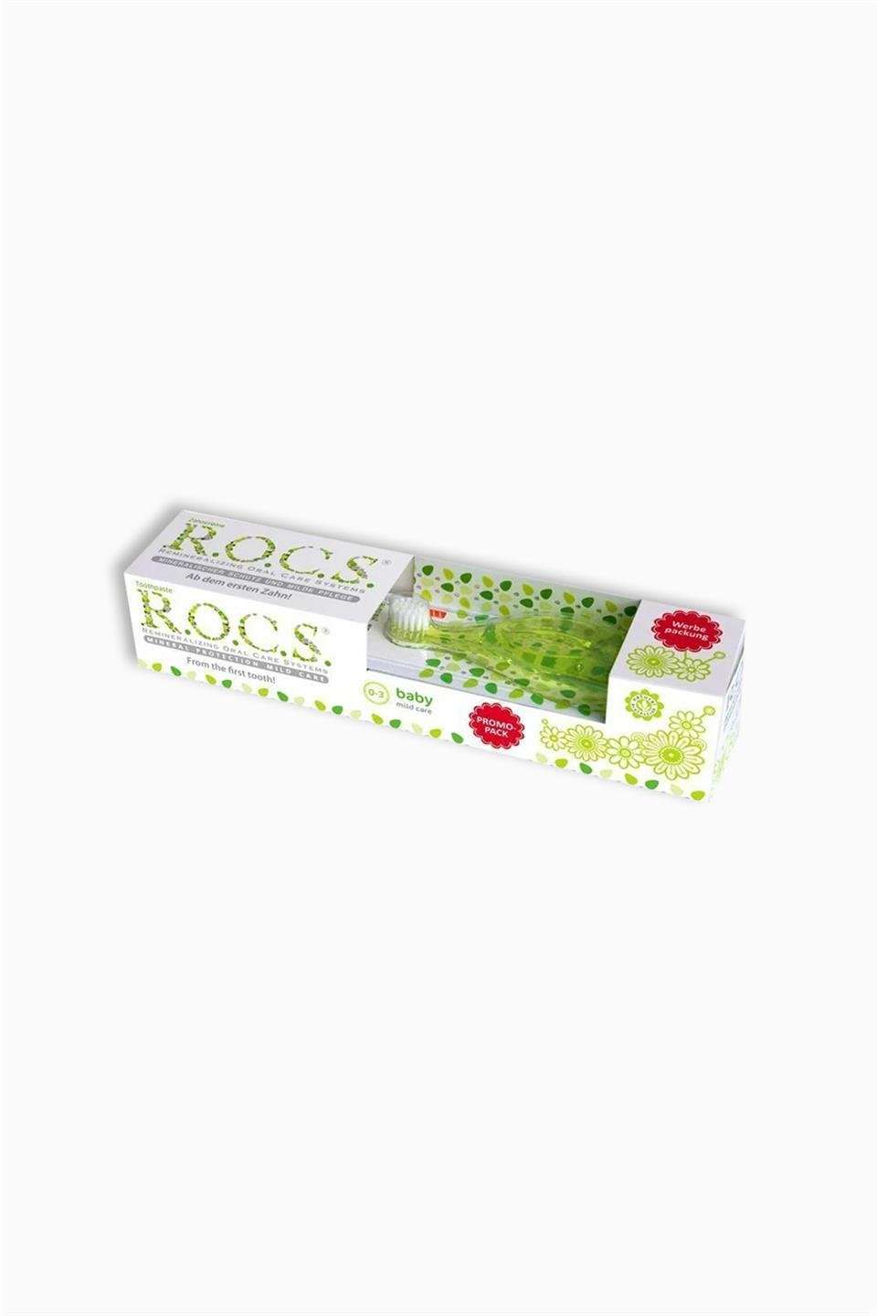 Rocs Baby 0-3 Yaş Muz Püresi Tadında Diş Macunu 45 Gr + Diş Fırçası Seti - Yeşil | Rocs | Rocs Baby 0-3 Yaş Muz Püresi Tadında Diş Macunu 45 Gr + Diş Fırçası Seti - Yeşil
