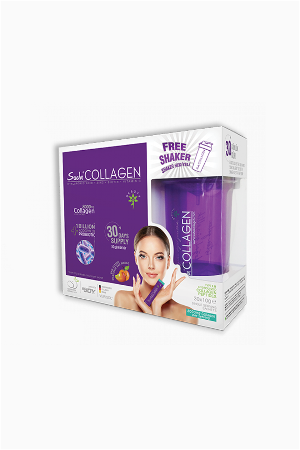 Suda Collagen Probiotic Mandarin Mango 10 gr x 30 Saşe + Shaker Hediyeli | Suda Collagen  | Suda Collagen Probiotic Mandarin Mango 10 gr x 30 Saşe + Shaker Hediyeli