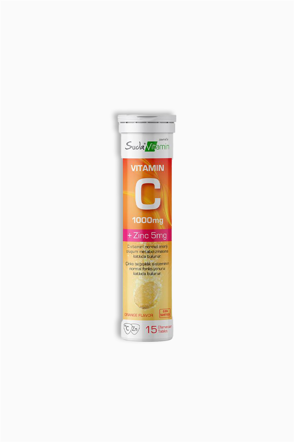 Suda Vitamin C 1000 mg + Zinc 5 mg 15 Efervesan Tablet | Suda Vitamin | Suda Vitamin C 1000 mg + Zinc 5 mg 15 Efervesan Tablet