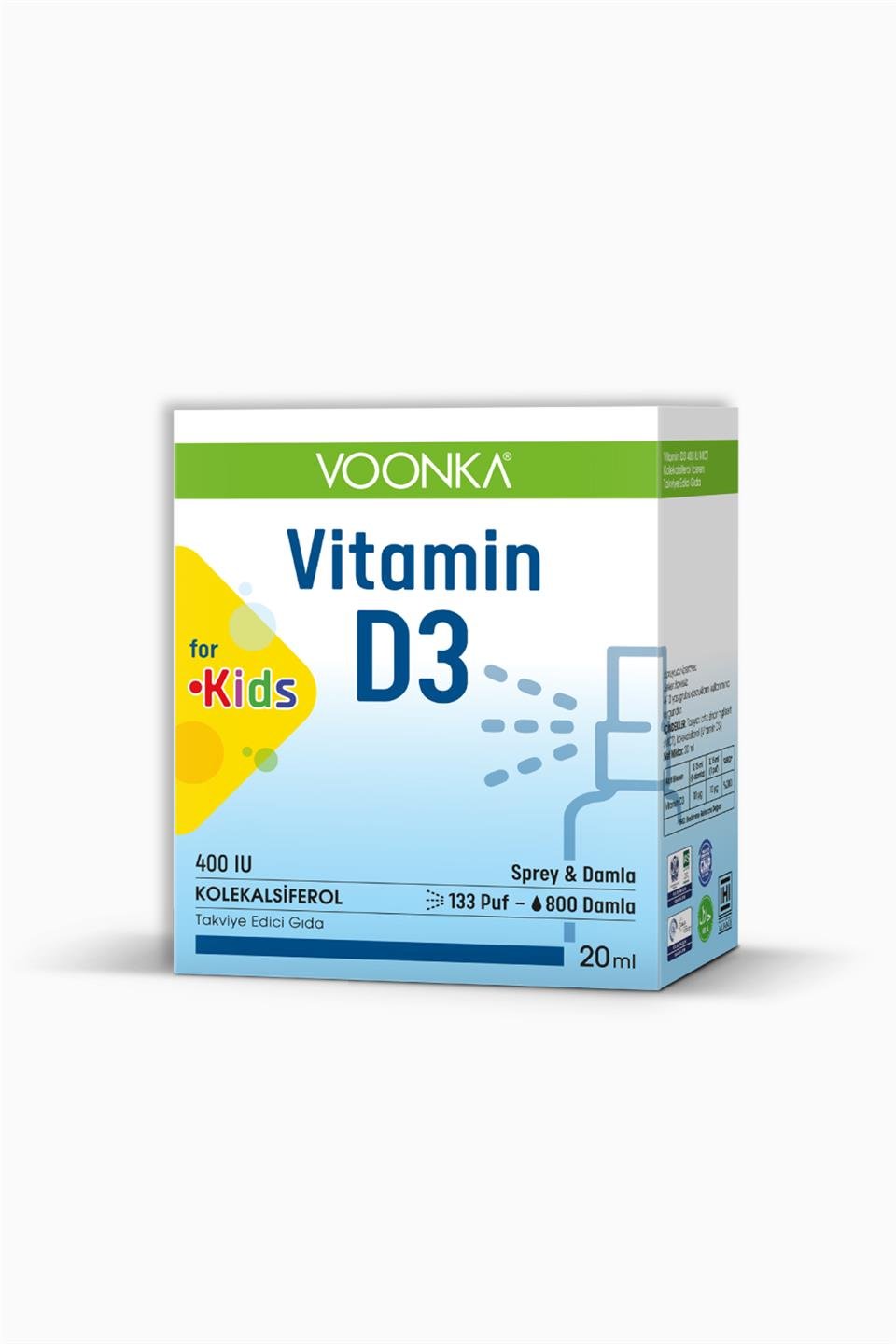 Voonka Vitamin D3 400 IU Kids Sprey 20 ml | Voonka | Voonka Vitamin D3 400 IU Kids Sprey 20 ml