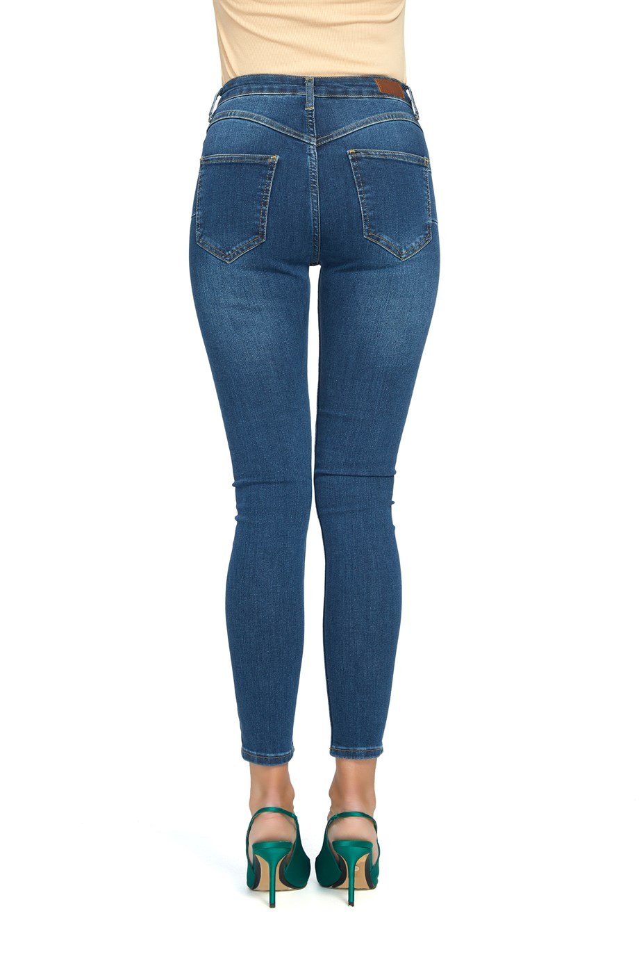 YÜKSEK BEL STRETCH SKINNY MAVİ DENİM
