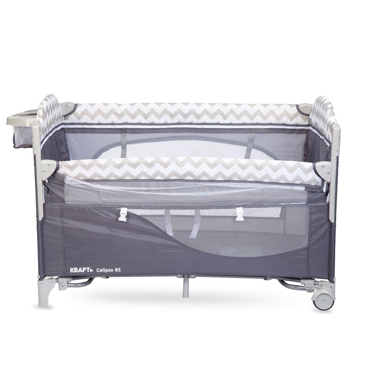 Calipso Bedside Anne Yanı Oyun Parkı 70*120 cm Gri - Ayıcık Desenli