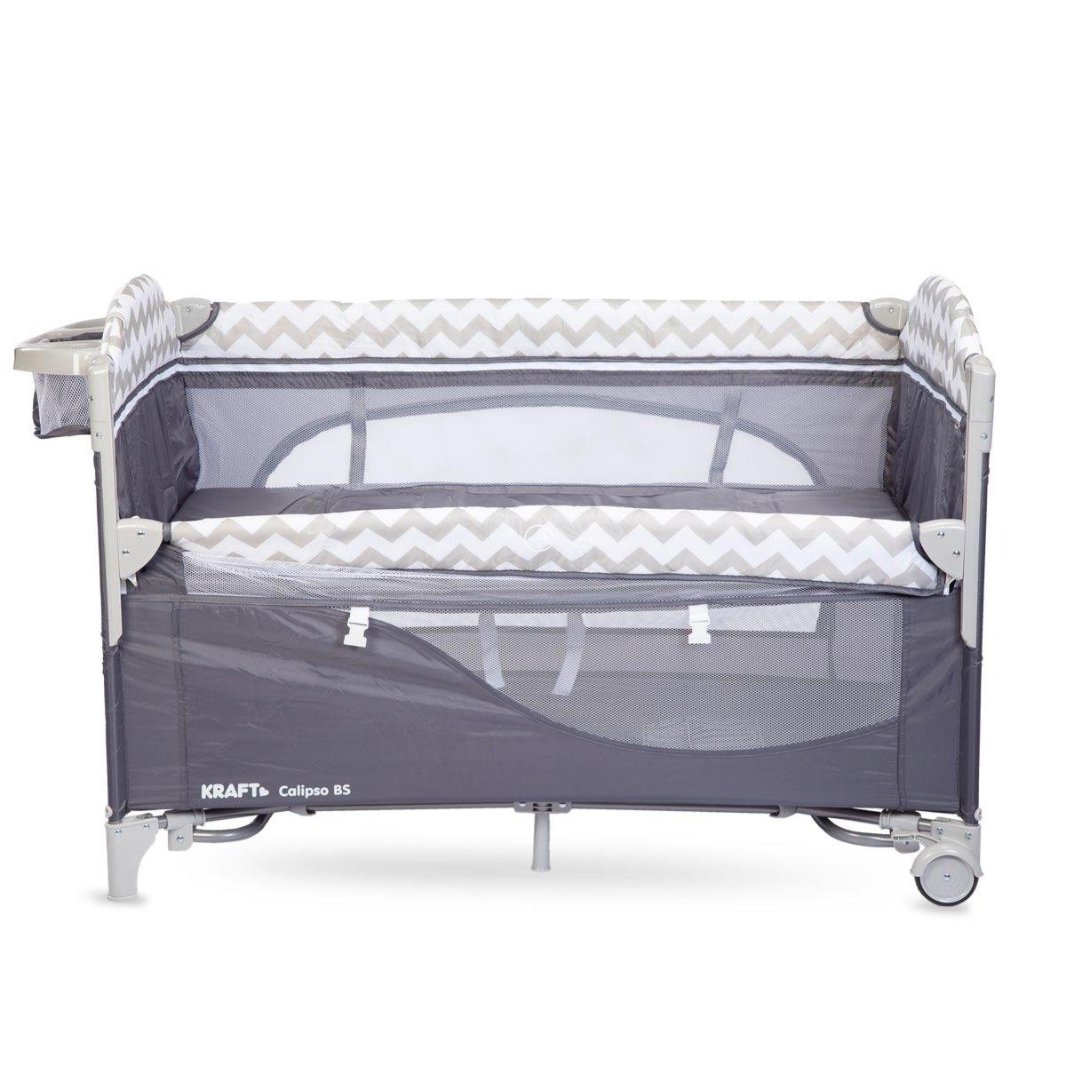 Calipso Bedside Anne Yanı Oyun Parkı 70*120 cm Gri - Ayıcık Desenli