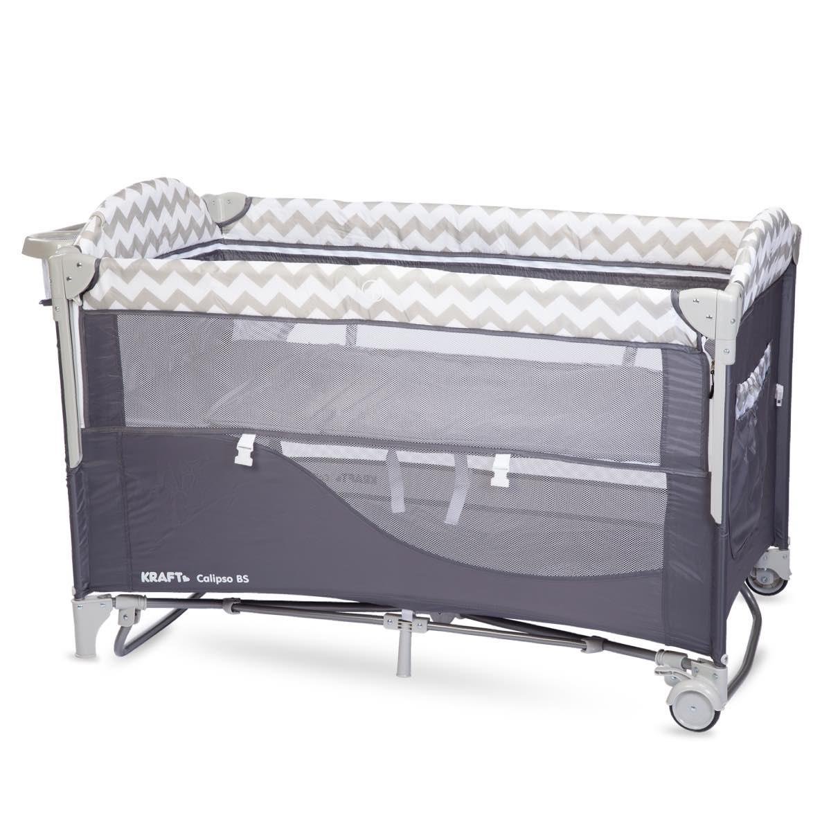 Calipso Bedside Anne Yanı Oyun Parkı 70*120 cm Gri - Ayıcık Desenli