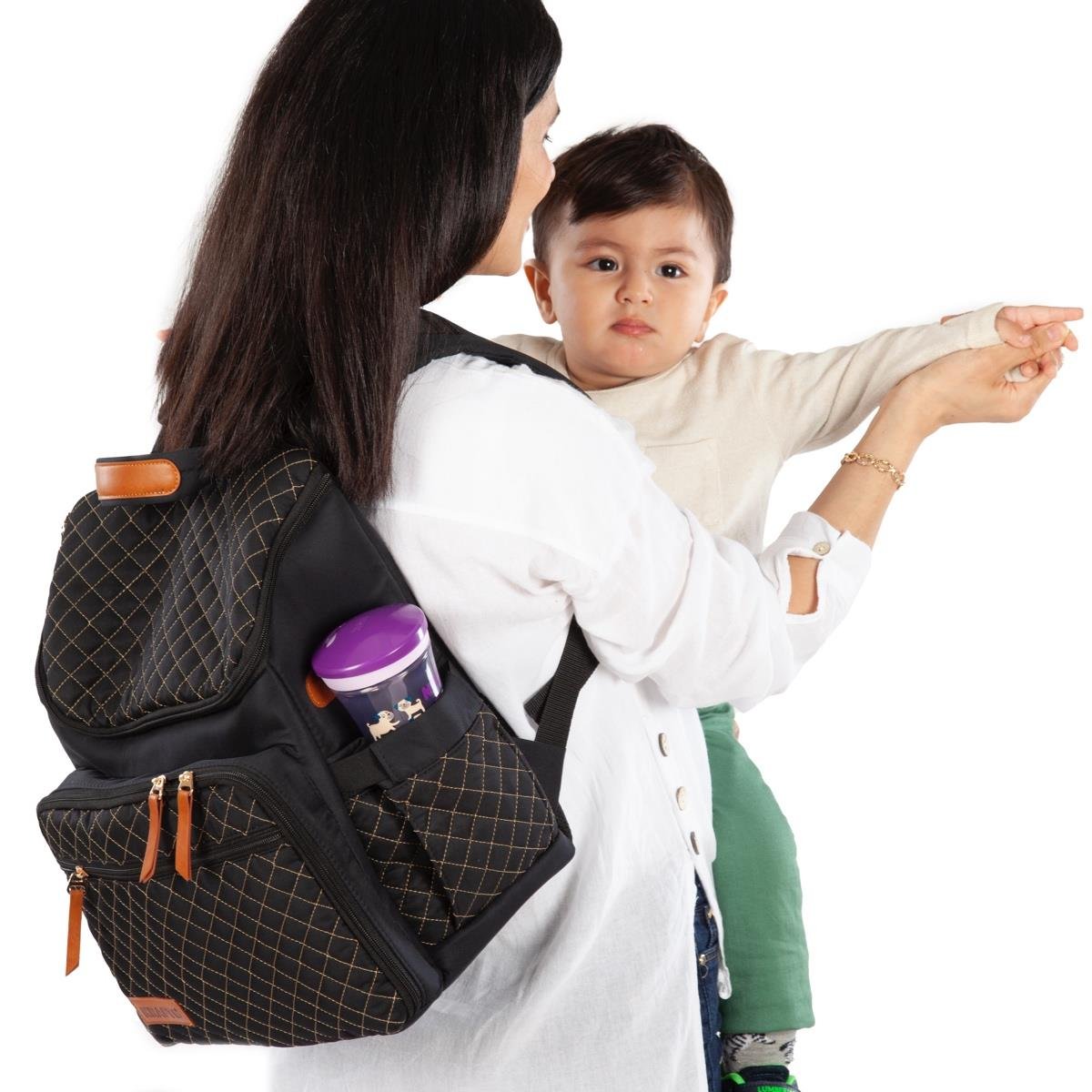 Diamond Bebek Bakım Sırt Çantası Siyah