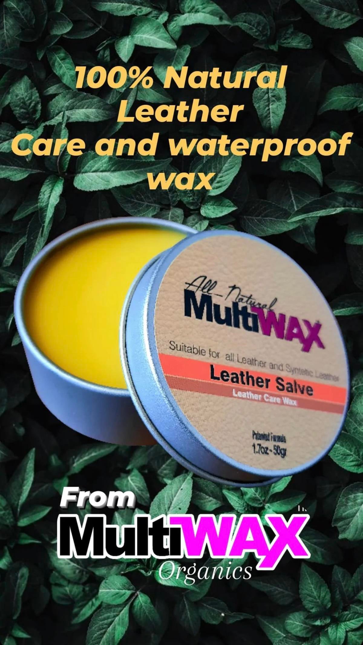MultiWAX Leather Salve Tamamen doğal bileşenler ile formüle edilmiş bakım, temizleme, yumşatma, güçlendirme sağlarken mükemmel su itme sağlayan, deri bakım waxıdır. Deri ürünlerinizin uzun yıllar kullanımını garanti eder.MultiWAX Leather Salve
