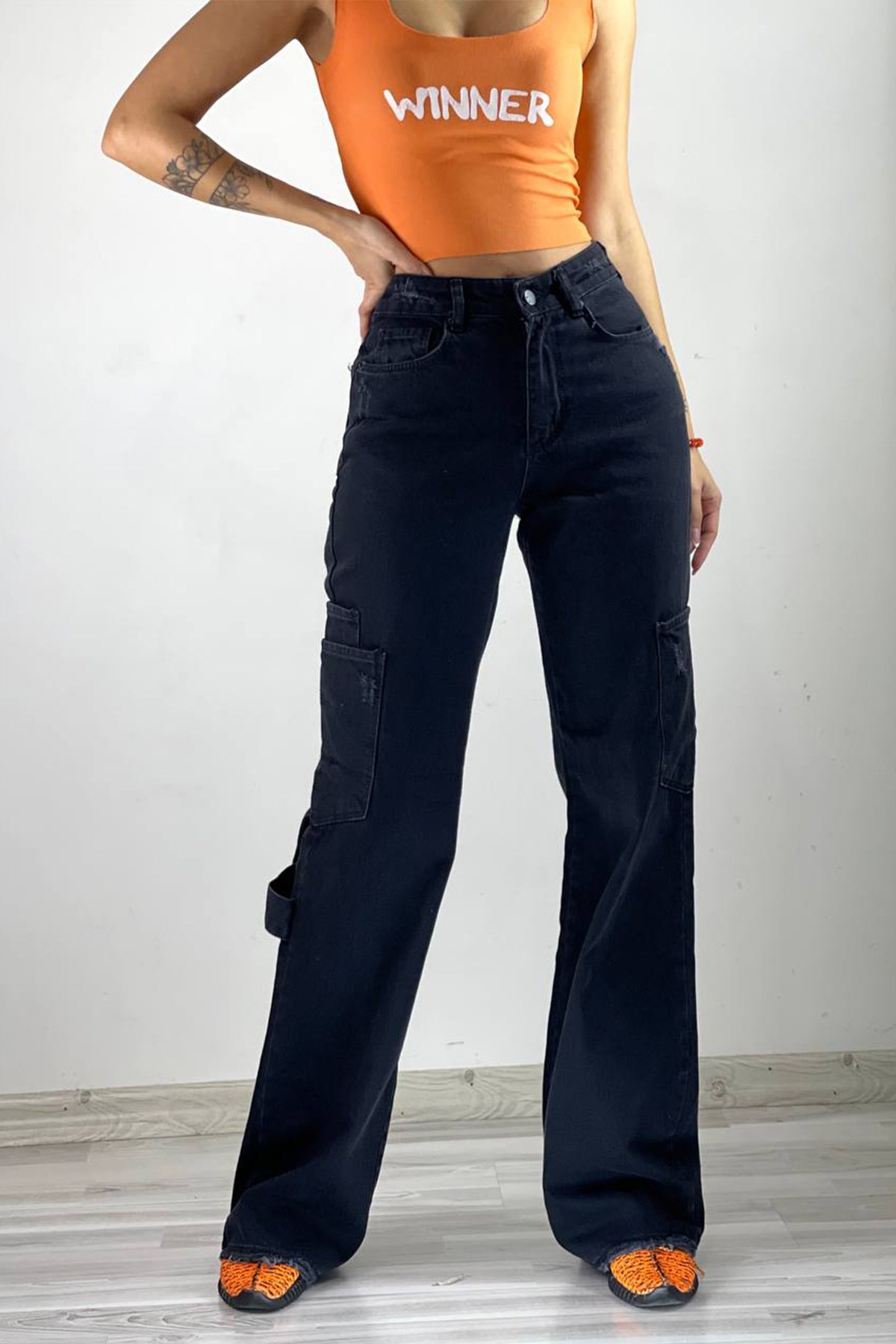 The Bark Bol Paça Kargo Cep Jean Pantolon 40198 Siyah
