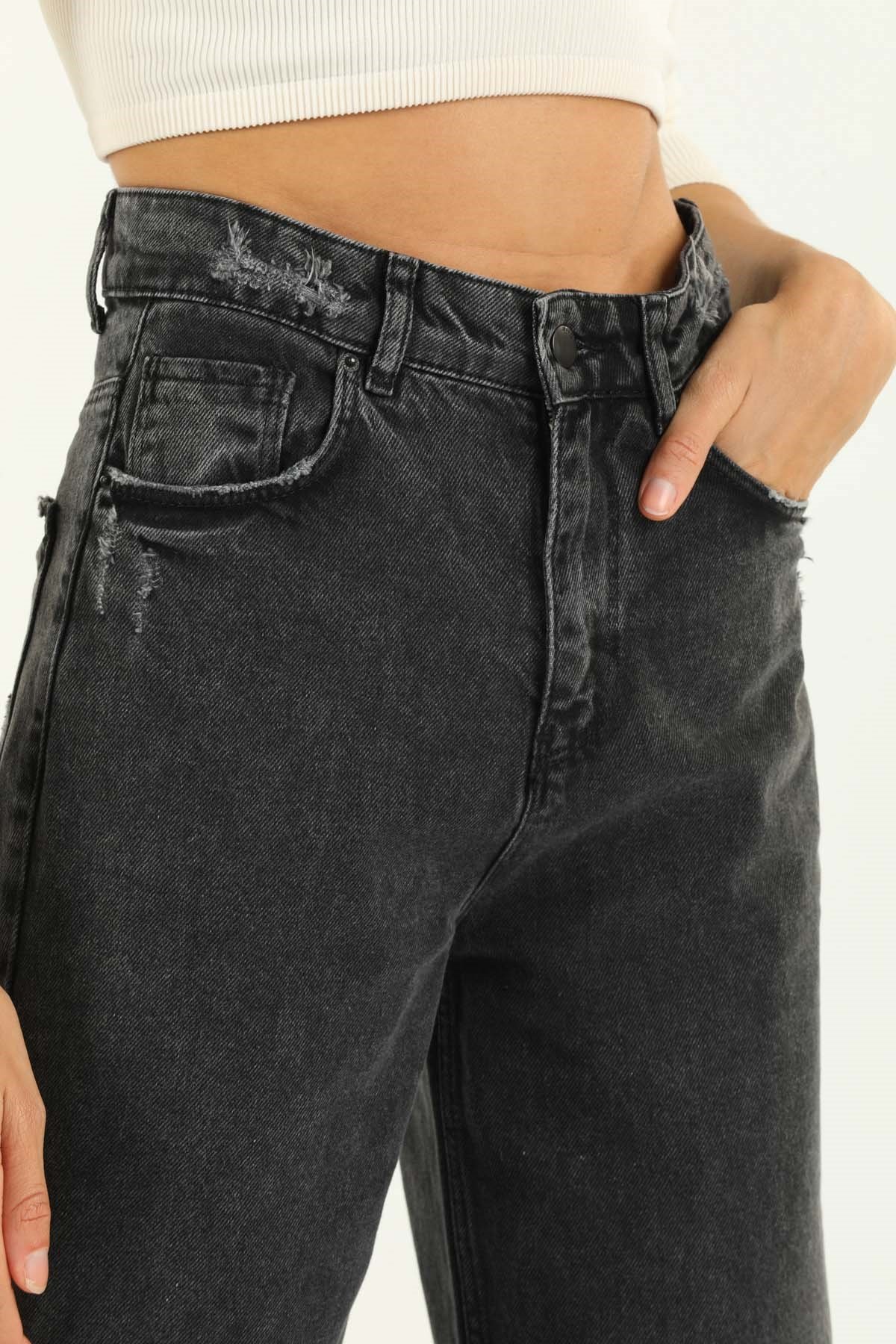 The Bark Bol Paça Rahat Kalıp Kadın Jean Pantolon 4059-025 Siyah
