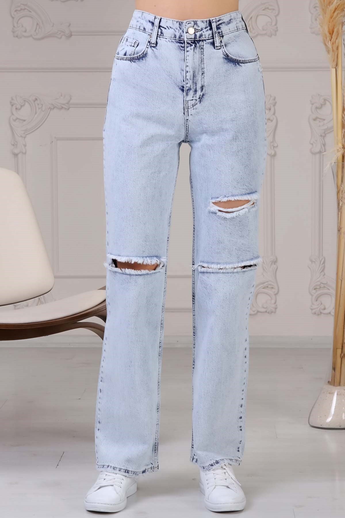 The Bark Bol Paça Rahat Kalıp Kadın Jean Pantolon 4059-834 Buz Mavisi
