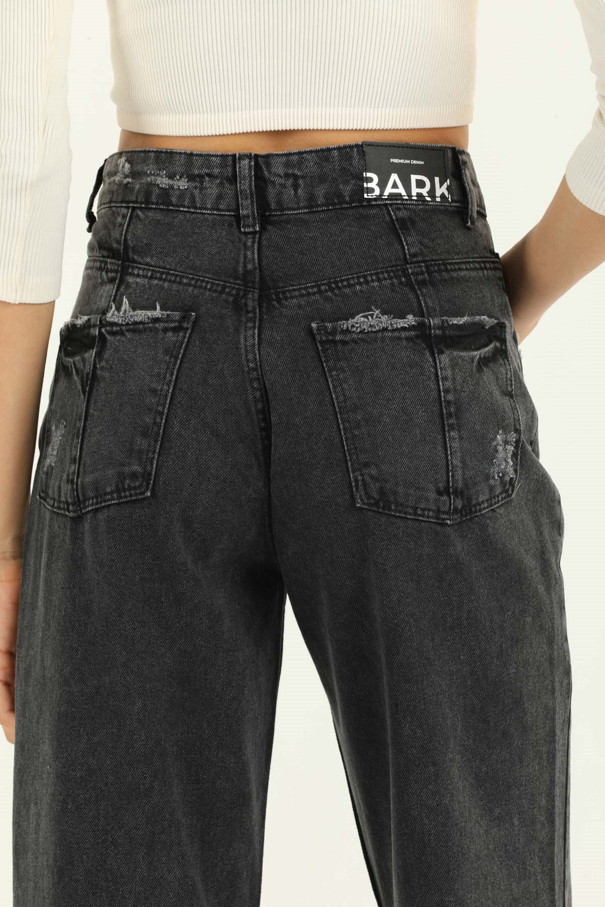 The Bark Bol Paça Rahat Kalıp Kadın Jean Pantolon 4059-025 Siyah