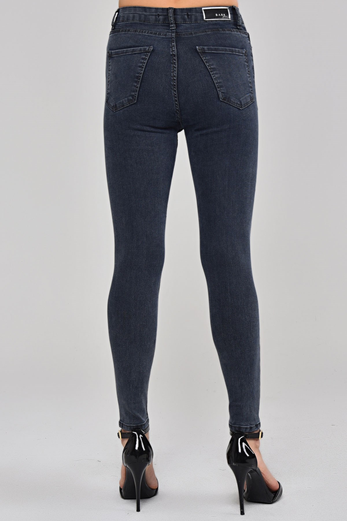 The Bark Dizleri Taş Detay Kadın Skinny Jean Pantolon 1031-993 Koyu Mavi