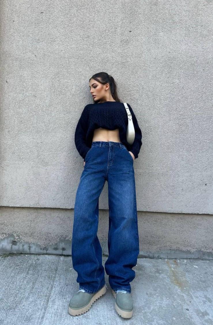 The Bark  Kadın Baggy Jean Pantolon 40402 Mavi