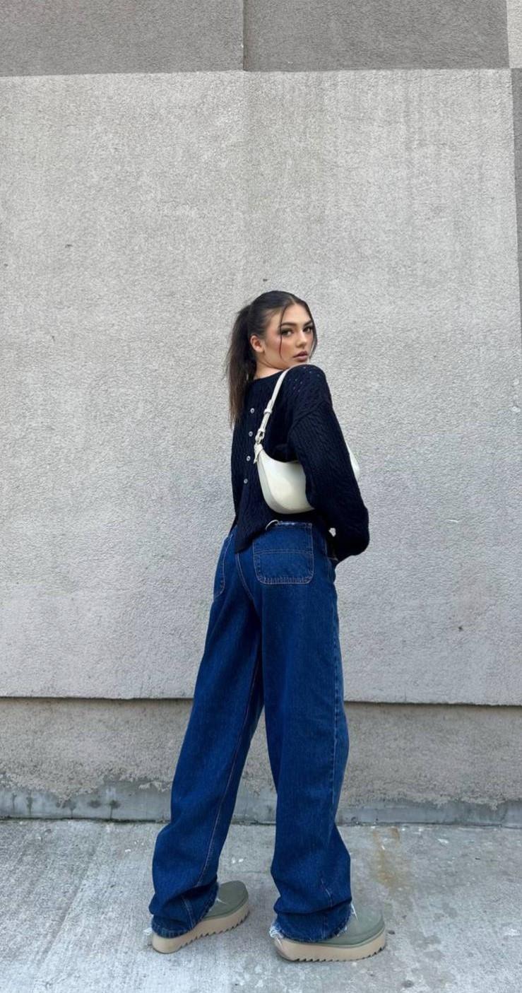 The Bark  Kadın Baggy Jean Pantolon 40402 Mavi