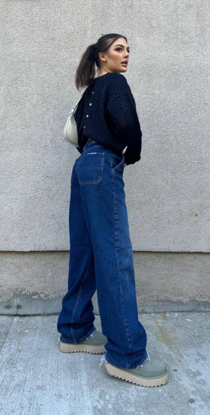 The Bark  Kadın Baggy Jean Pantolon 40402 Mavi