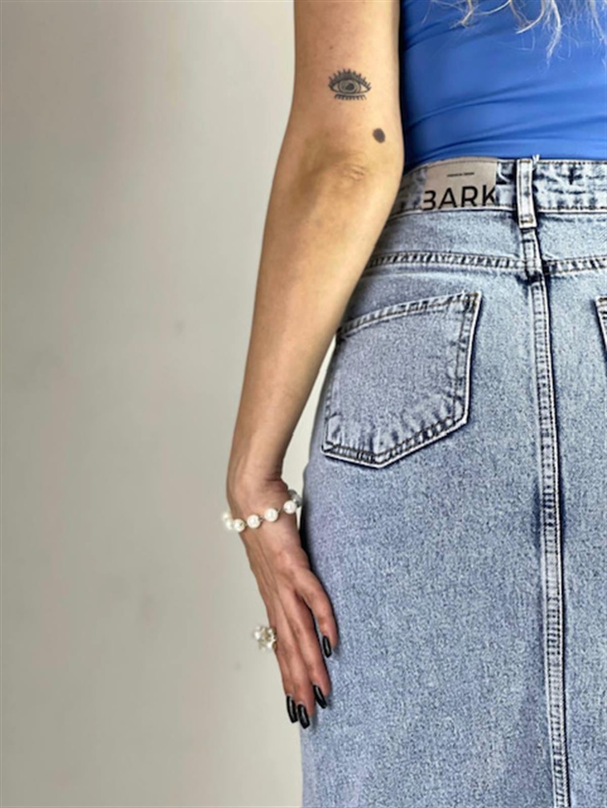 The Bark Kadın Jean Ön Yırtmaçlı Etek 70304 Mavi