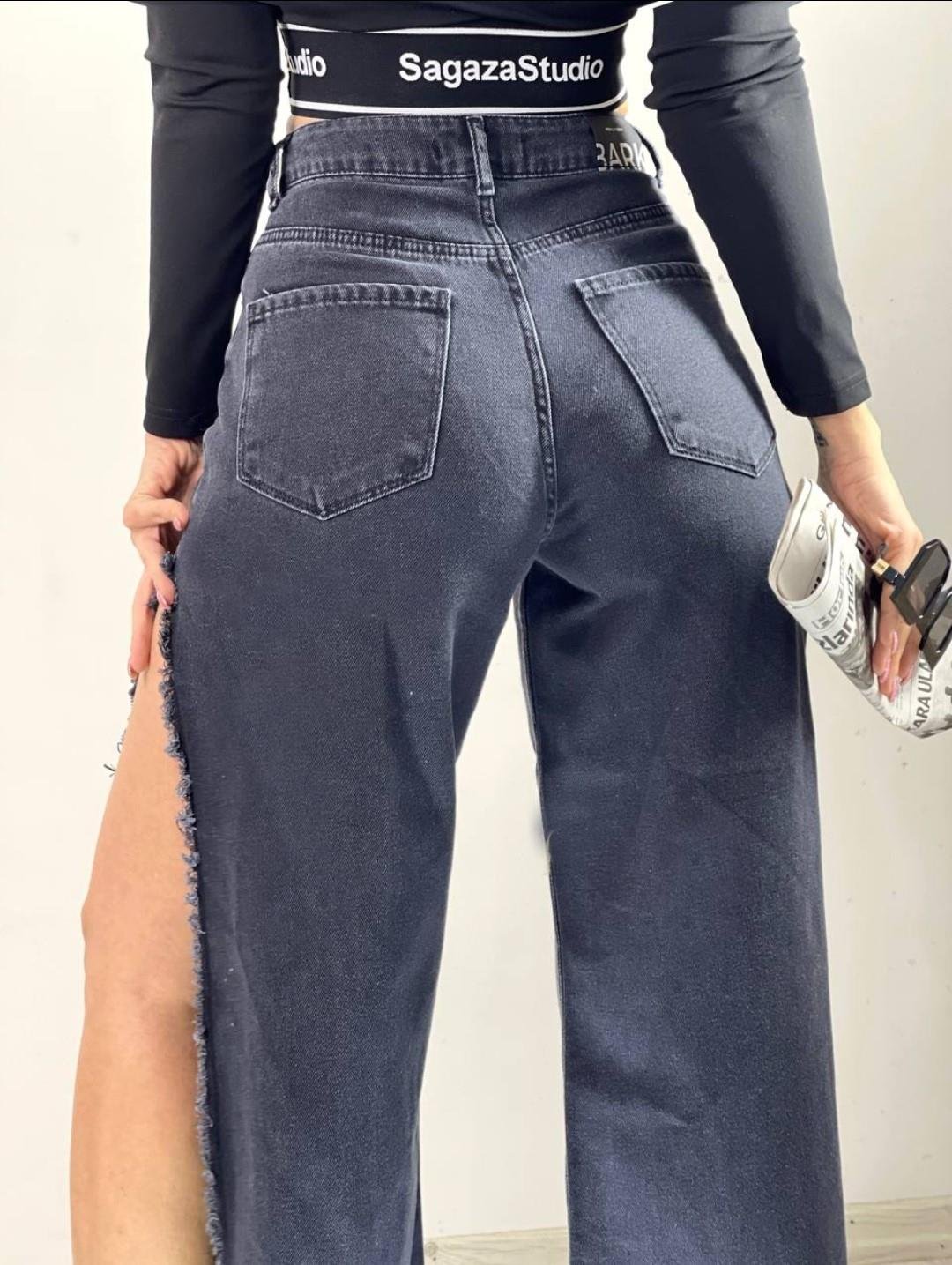 The Bark Kadın Yan Yırtmaçlı Jean  Pantolon 40206 Siyah