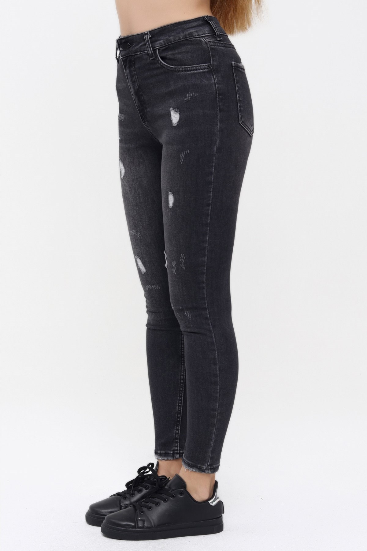 The Bark Lazer Detaylı Skinny Jean Kadın Pantolon 1031-252 Siyah