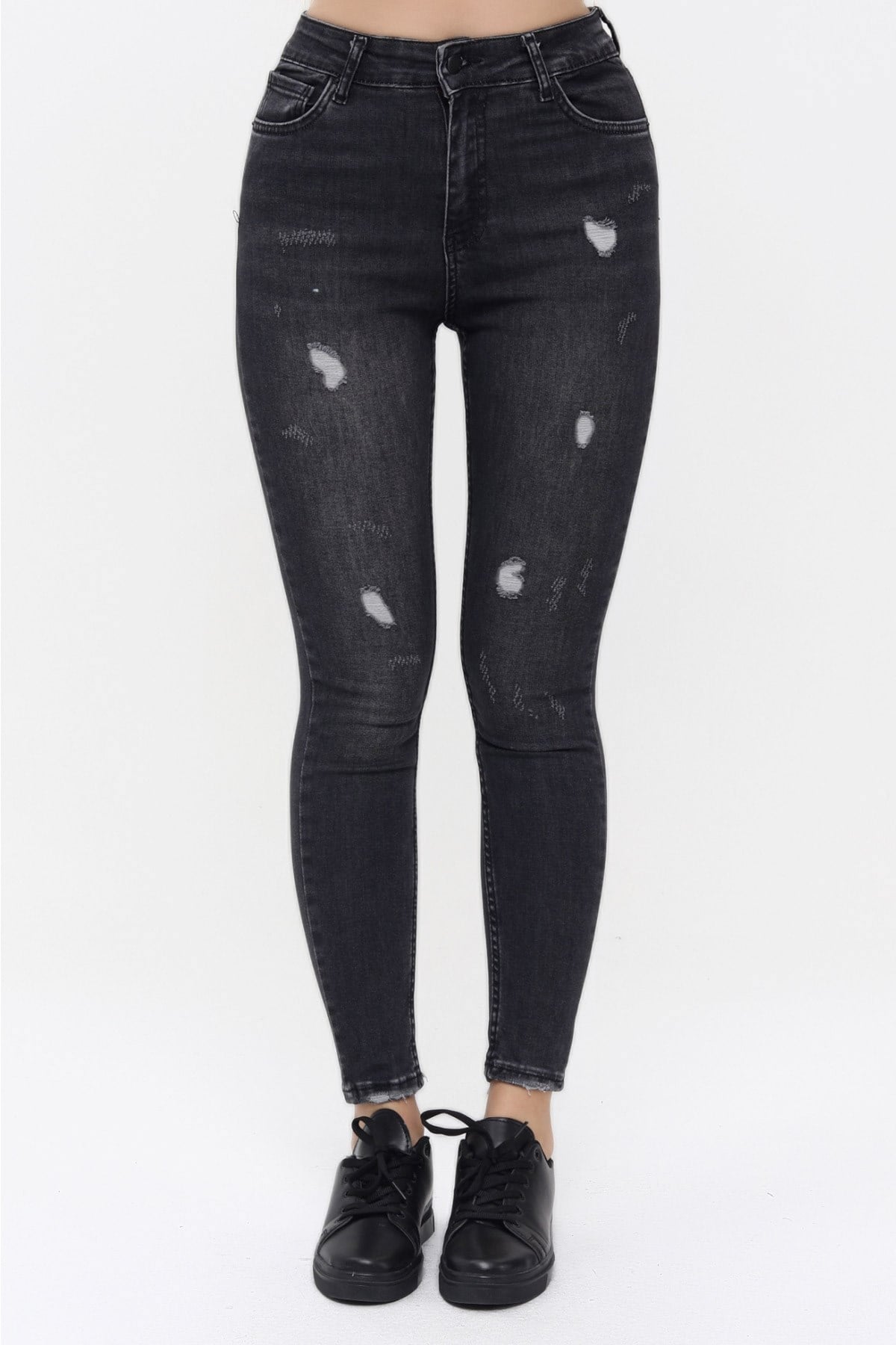 The Bark Lazer Detaylı Skinny Jean Kadın Pantolon 1031-252 Siyah