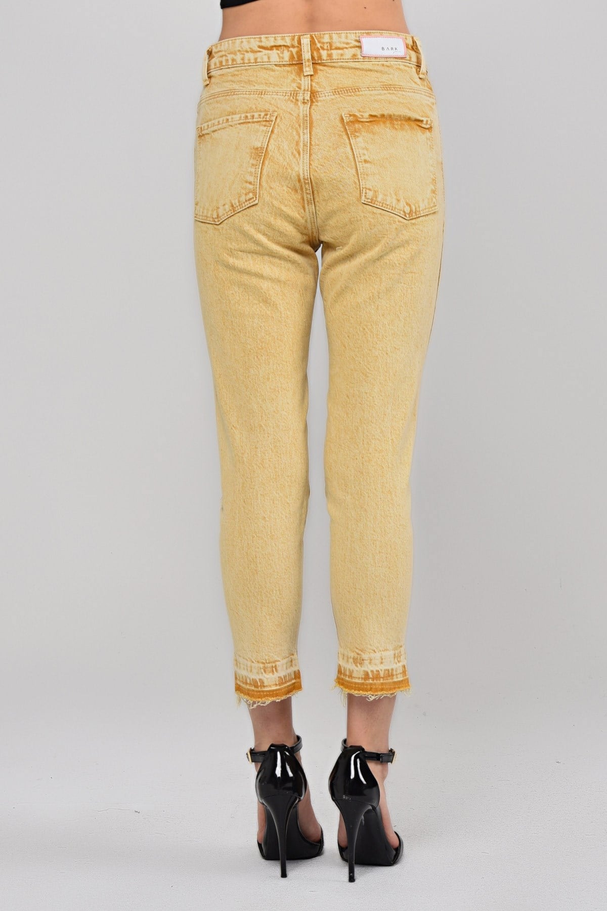 The Bark Lazer Kesim Boy Fit Kadın Jean Pantolon 1037-864 Sarı
