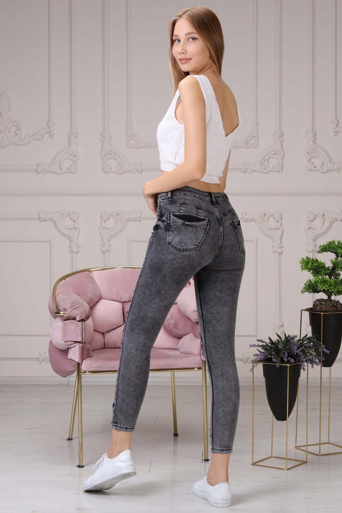 The Bark Lazer Kesim Kadın Skinny Jean Pantolon 4044-895 Siyah