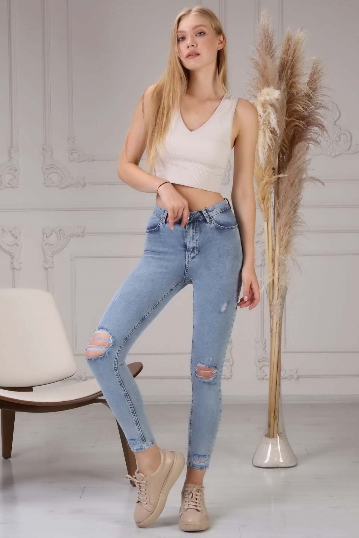 The Bark Nancy Kadın Skinny Jean Pantolon N804 Açık Mavi