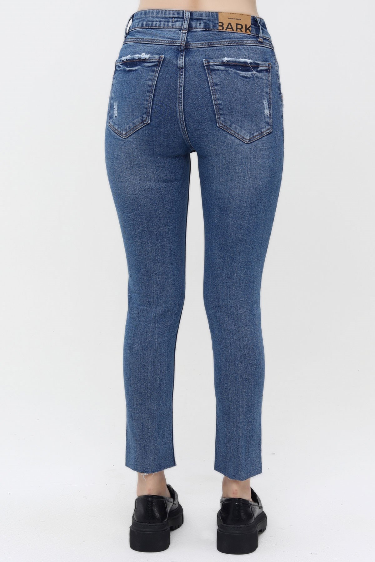 The Bark Ön Bölümü Yırtmaçlı Likralı Skinny Jean Pantolon 40164 Mavi