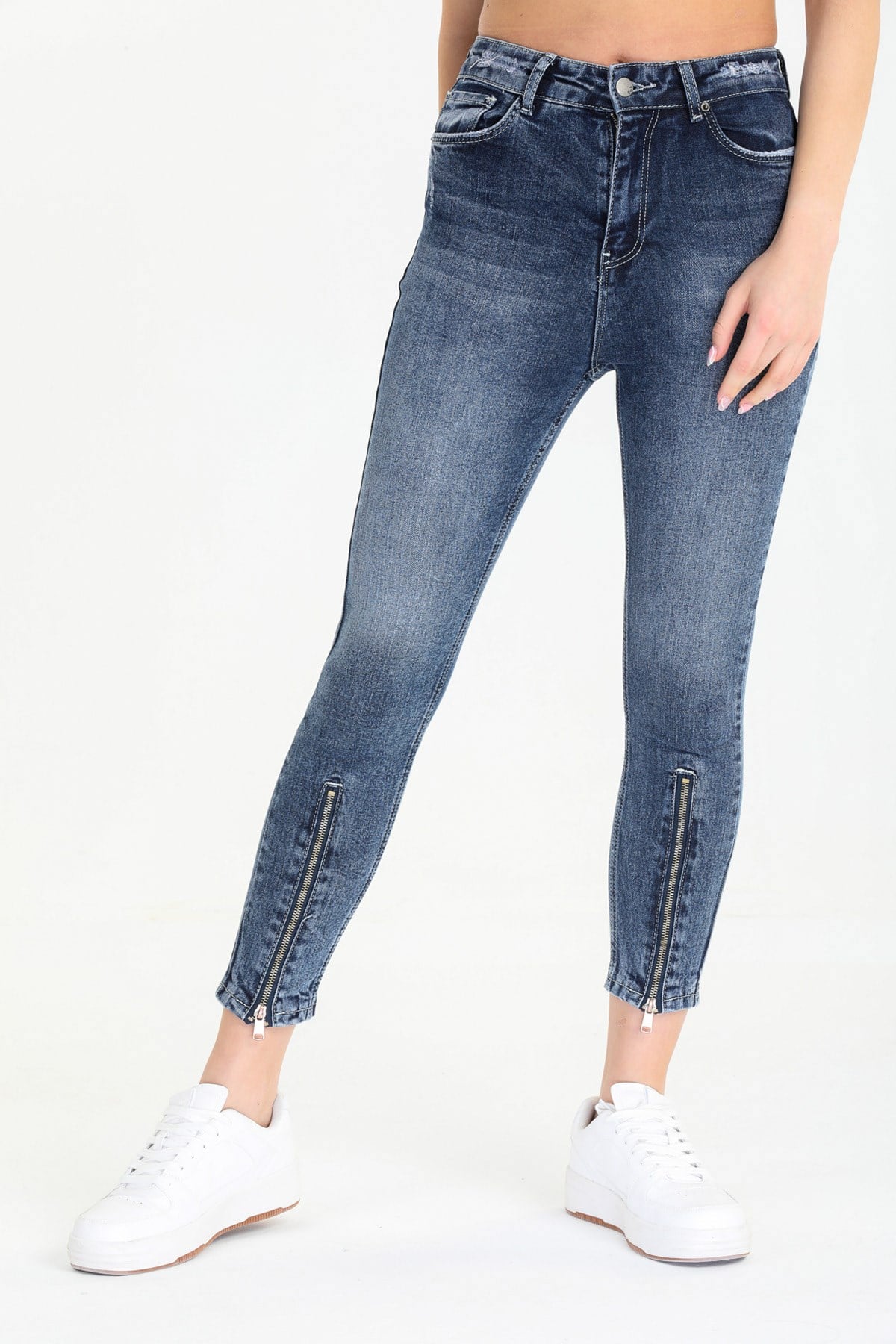 The Bark Önü Fermuarlı Skinny Jean 4055 Mavi