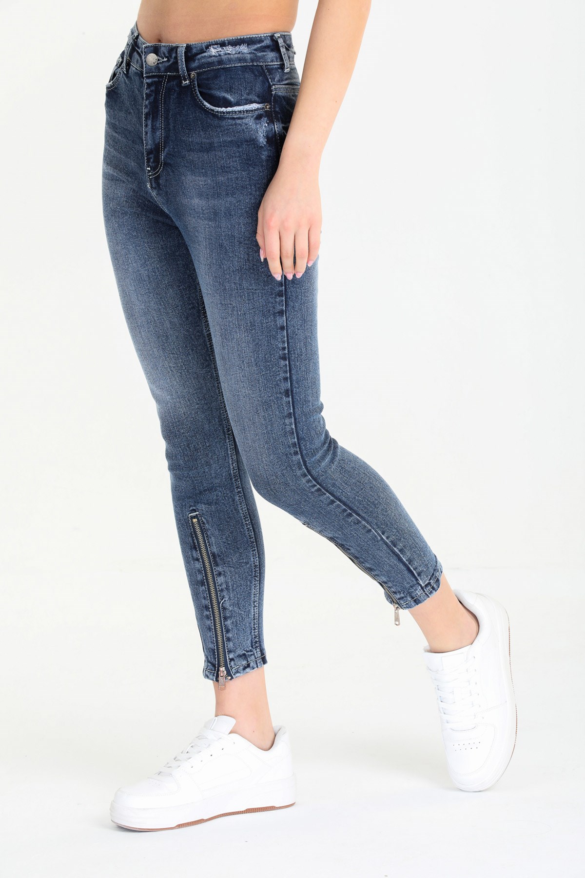 The Bark Önü Fermuarlı Skinny Jean 4055 Mavi