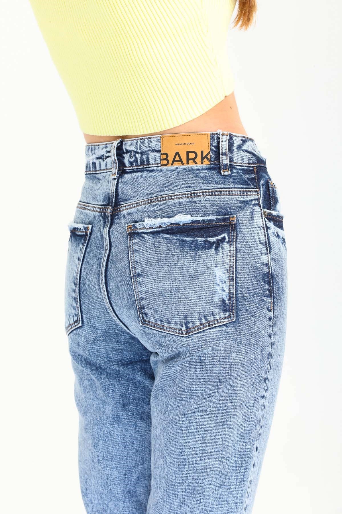 The Bark Paçası Droplu Kadın Kot Pantolon 40110 Mavi