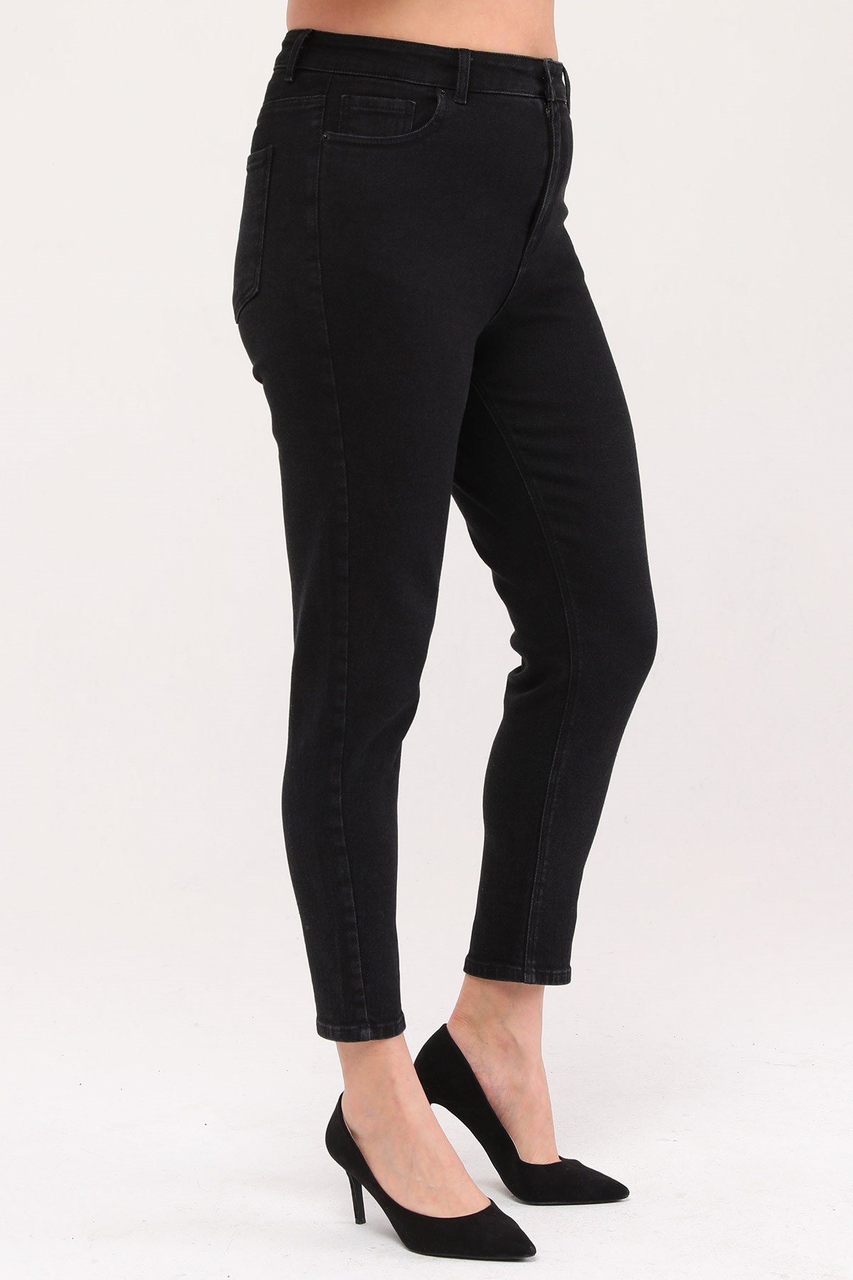 The Bark Yüksek Bel Nakışlı Skinny Jean Kadın Pantolon 1042 Siyah