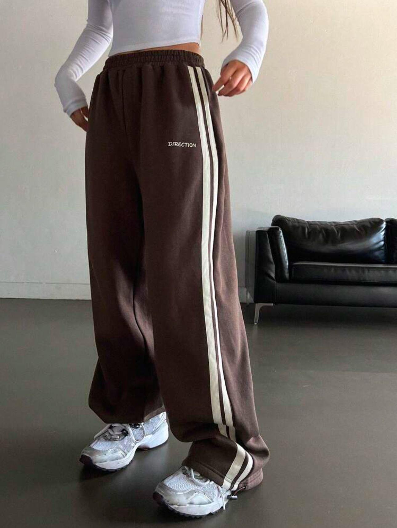  Direction Print Oversize Ayarlanabilir Paça Lastikli Baggy Eşofman Altı