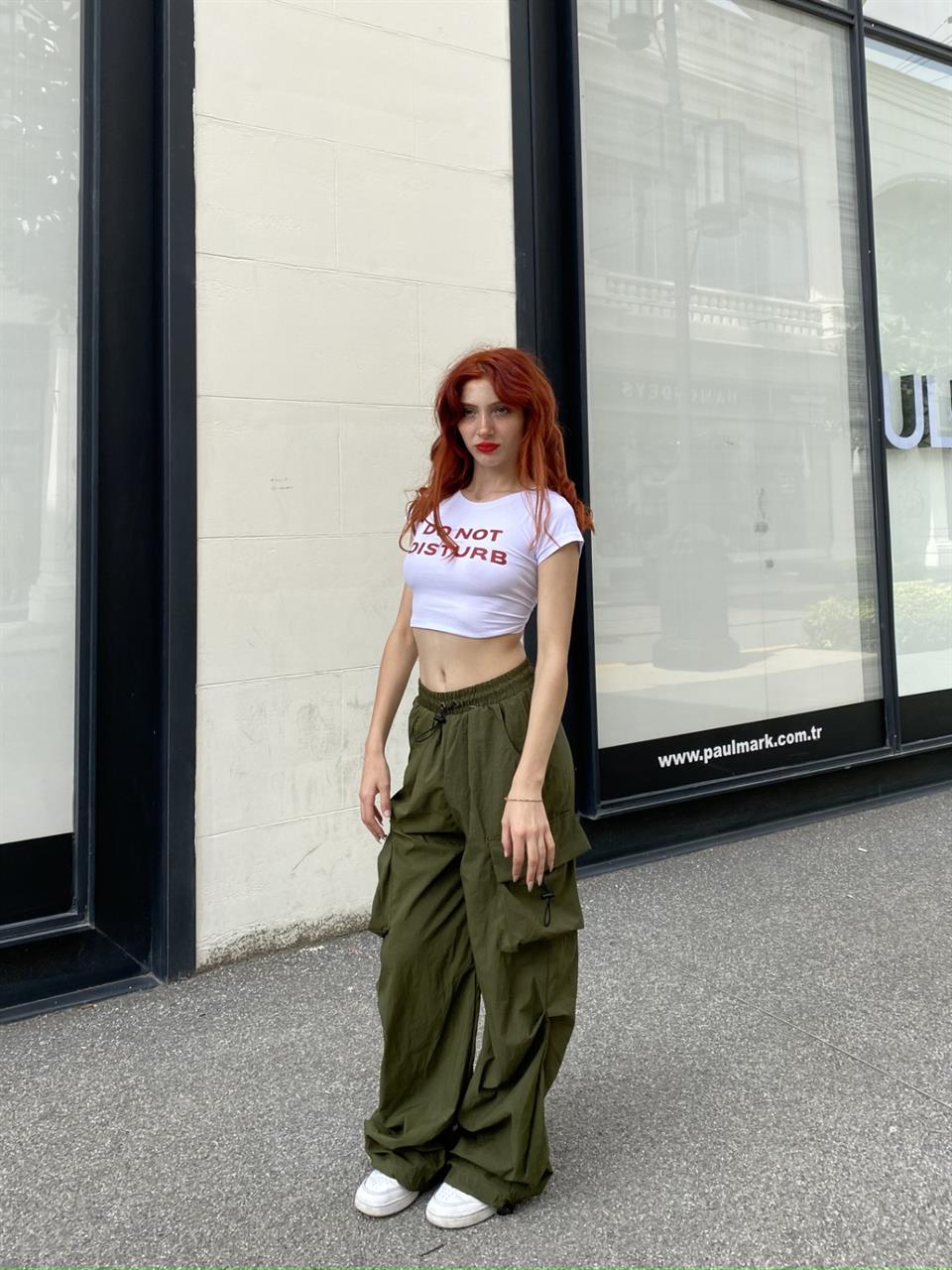  Yeşil Tactical Paraşüt Kumaş Kargo Cepli Oversize Unisex Pantolon