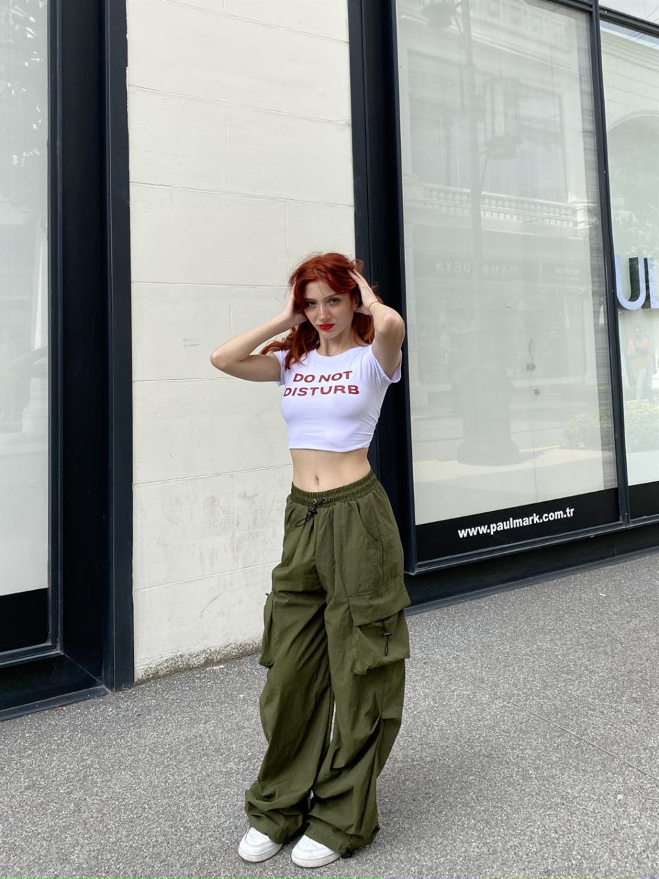  Yeşil Tactical Paraşüt Kumaş Kargo Cepli Oversize Unisex Pantolon