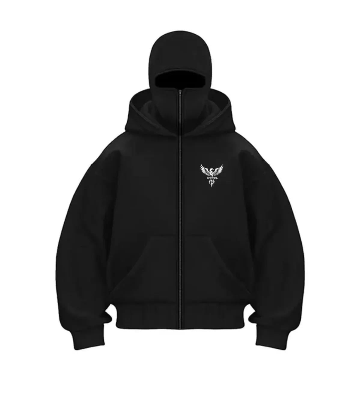 3 İplik ( Kalın )  Şardonlu ( İçi Pamuklu )  Unisex Kar Maskeli Kapüşonlu Oversize Hırka
