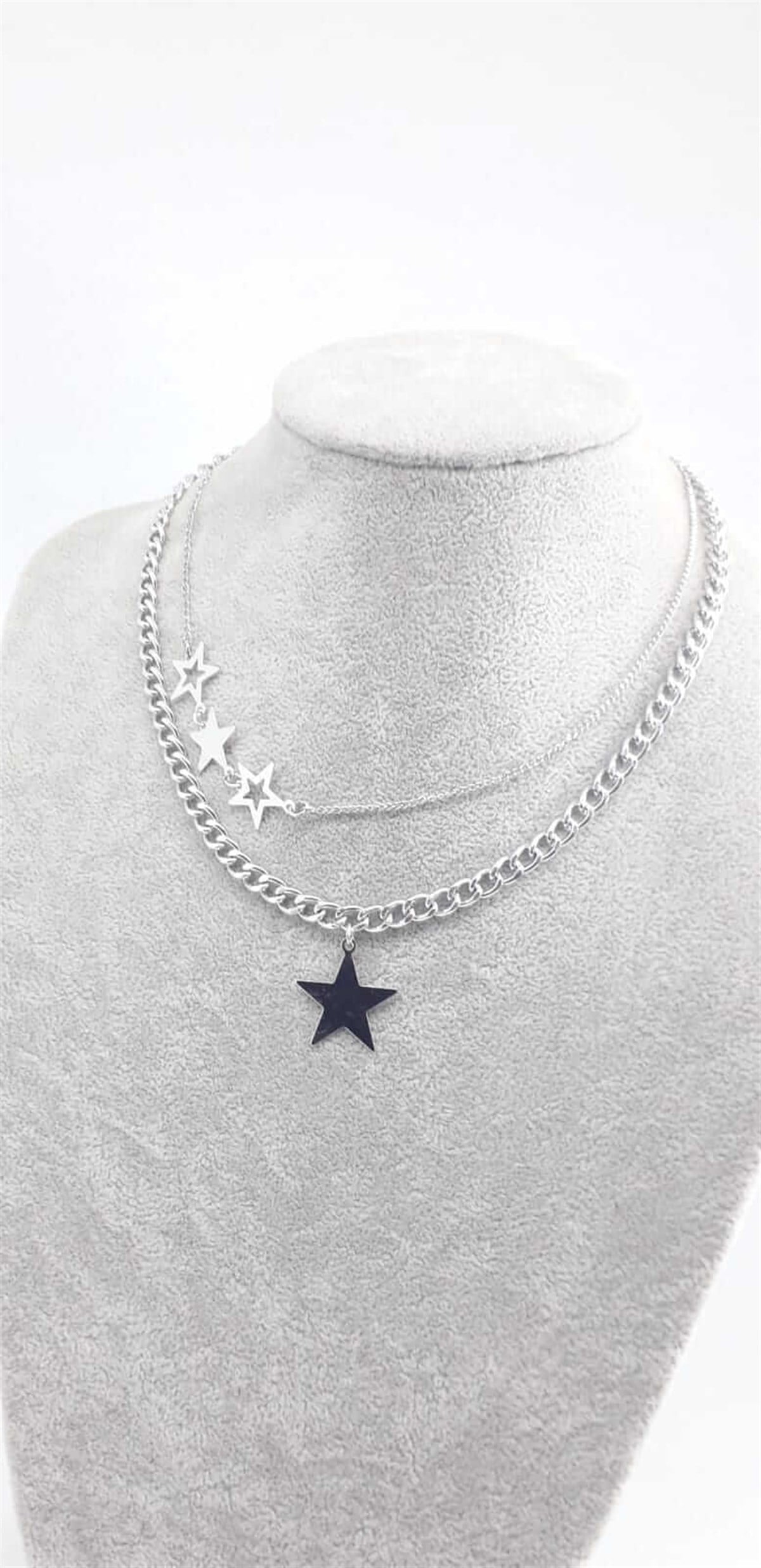 3 lü Gümüş Kaplama Star Kolye