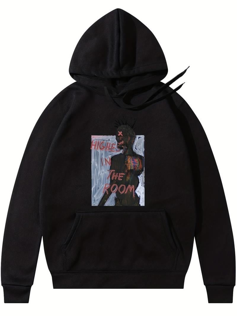 3D Ladder In The Sky Siyah Kapşonlu Sweatshirt 
