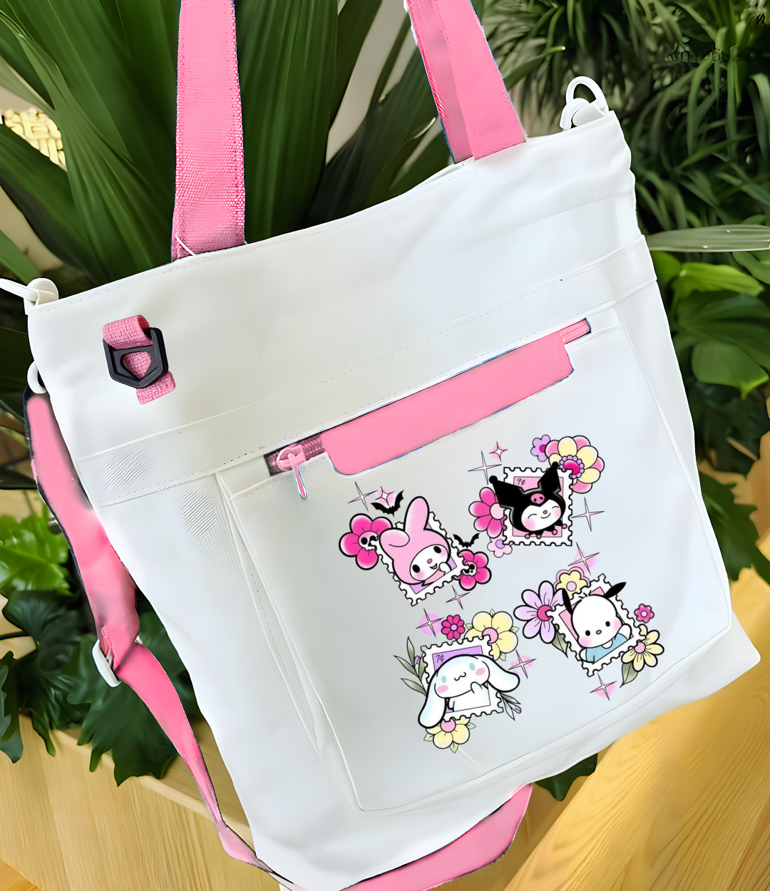 4'lü Sanrio Pembe Kanvas Postacı Çantası