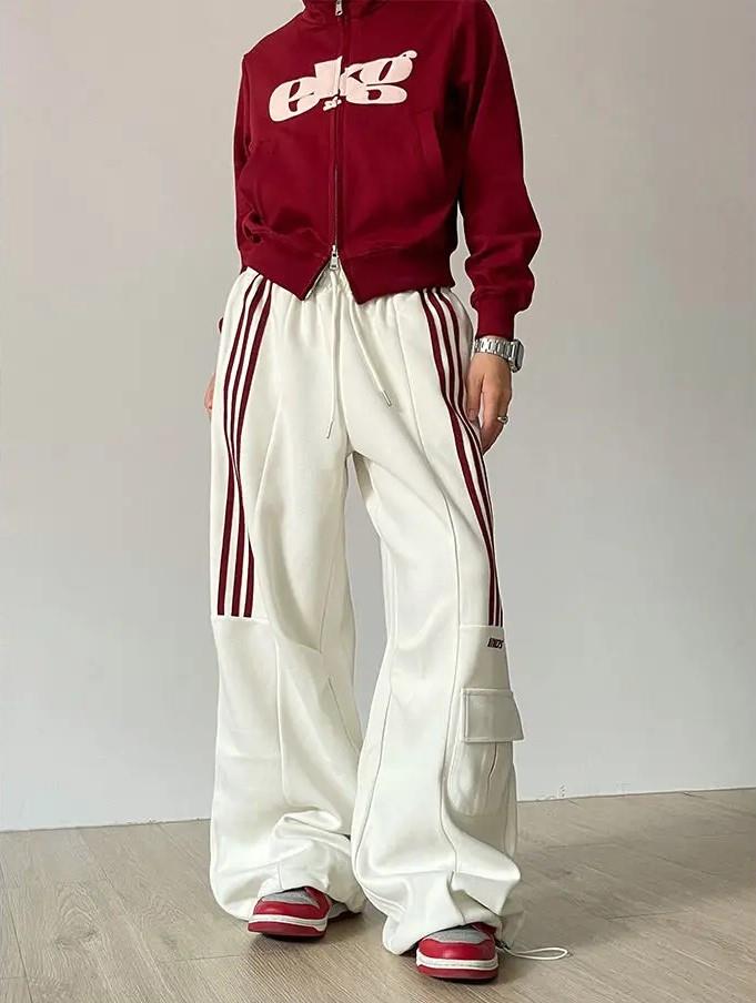Amerikan Retro Streetwear Krem  Eşofman Altı