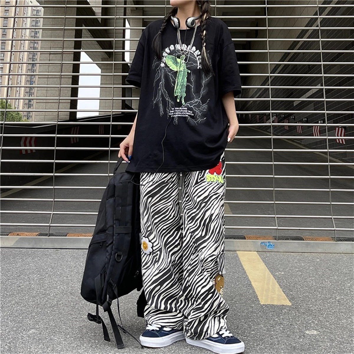 Angel Lightning Printed Streetwear Harajuku Autumn Oversize Unisex T-Shirt 