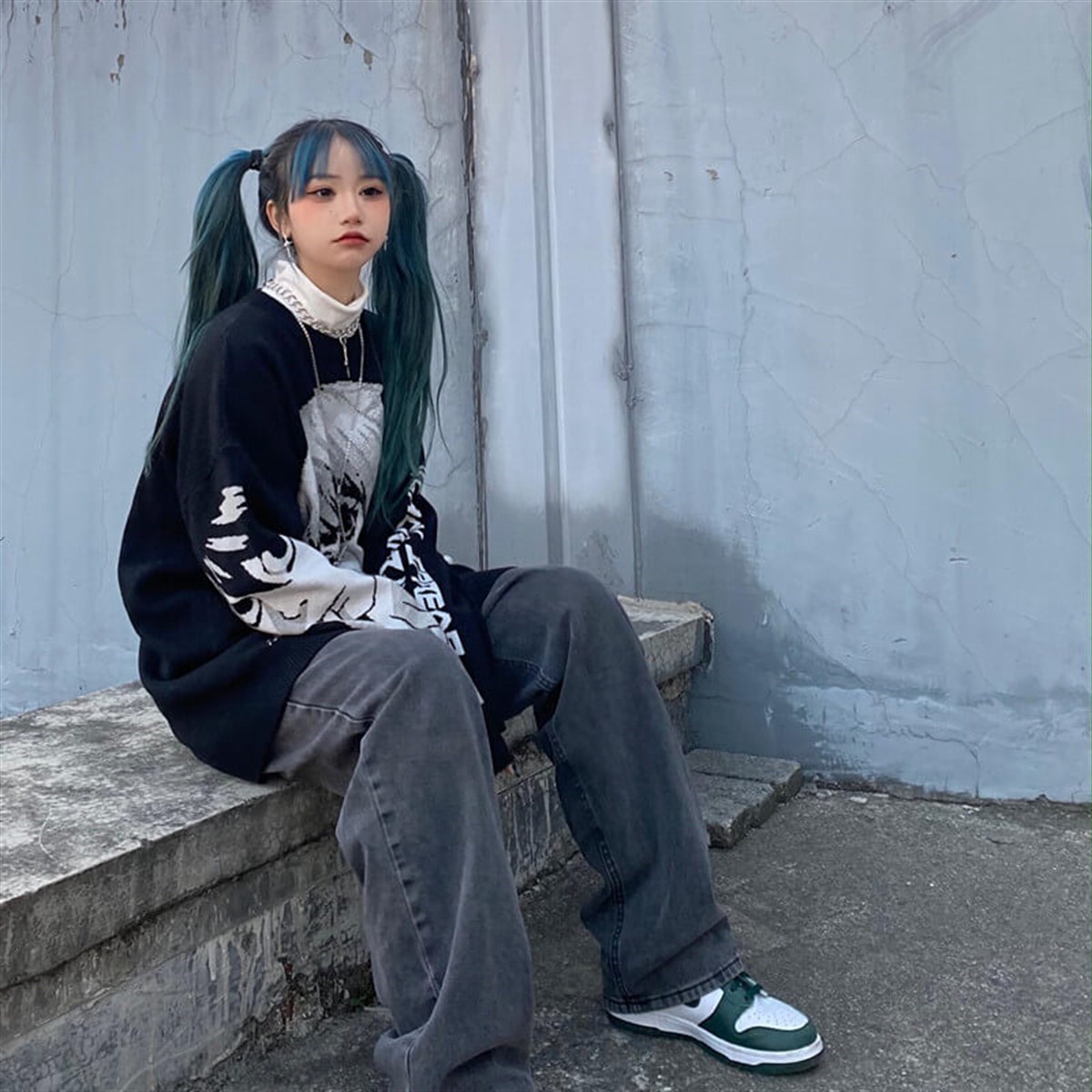 Anime Death Note Misa Cosplay Siyah Oversize Kazak
