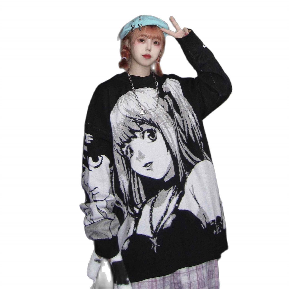Anime Death Note Misa Cosplay Siyah Oversize Kazak