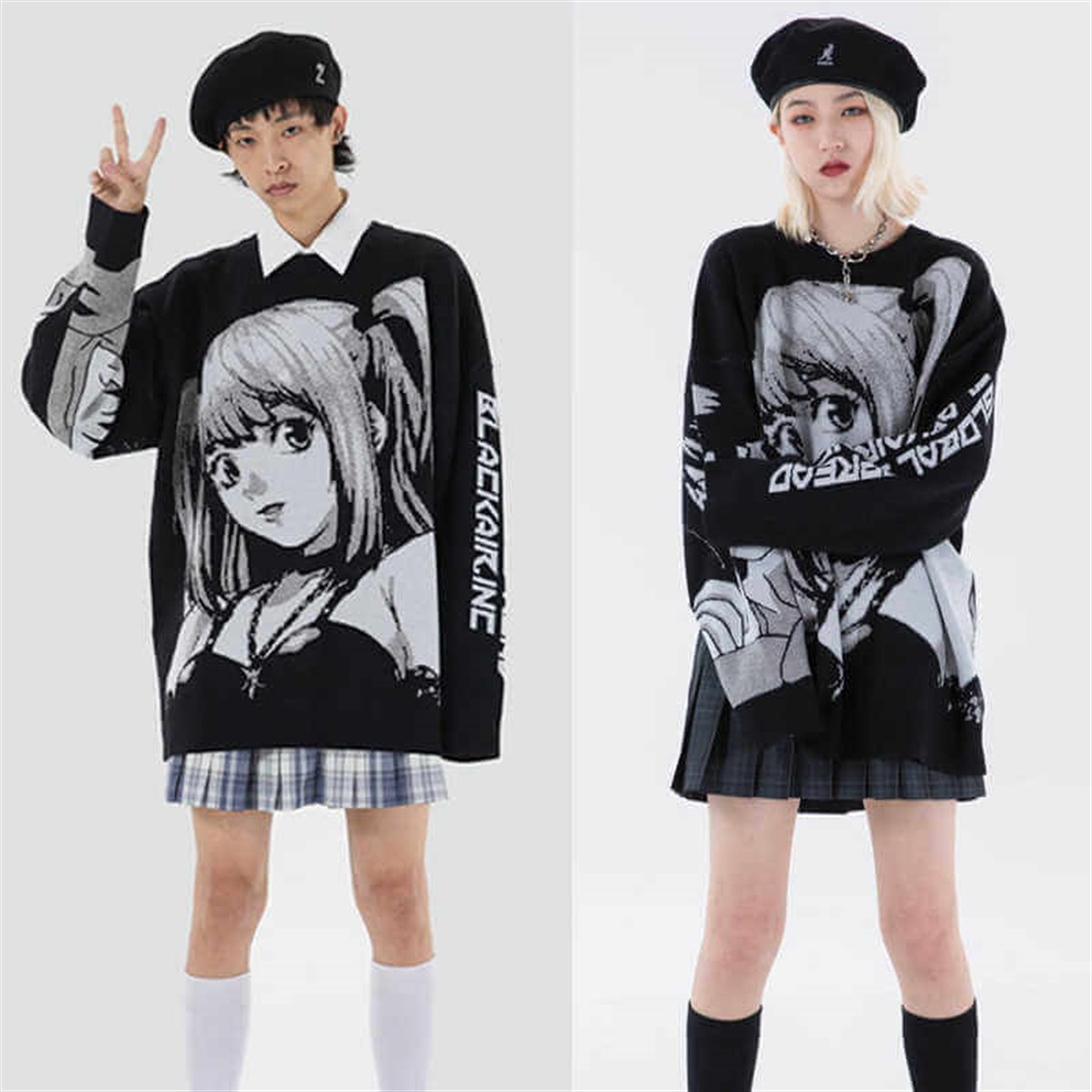 Anime Death Note Misa Cosplay Siyah Oversize Kazak