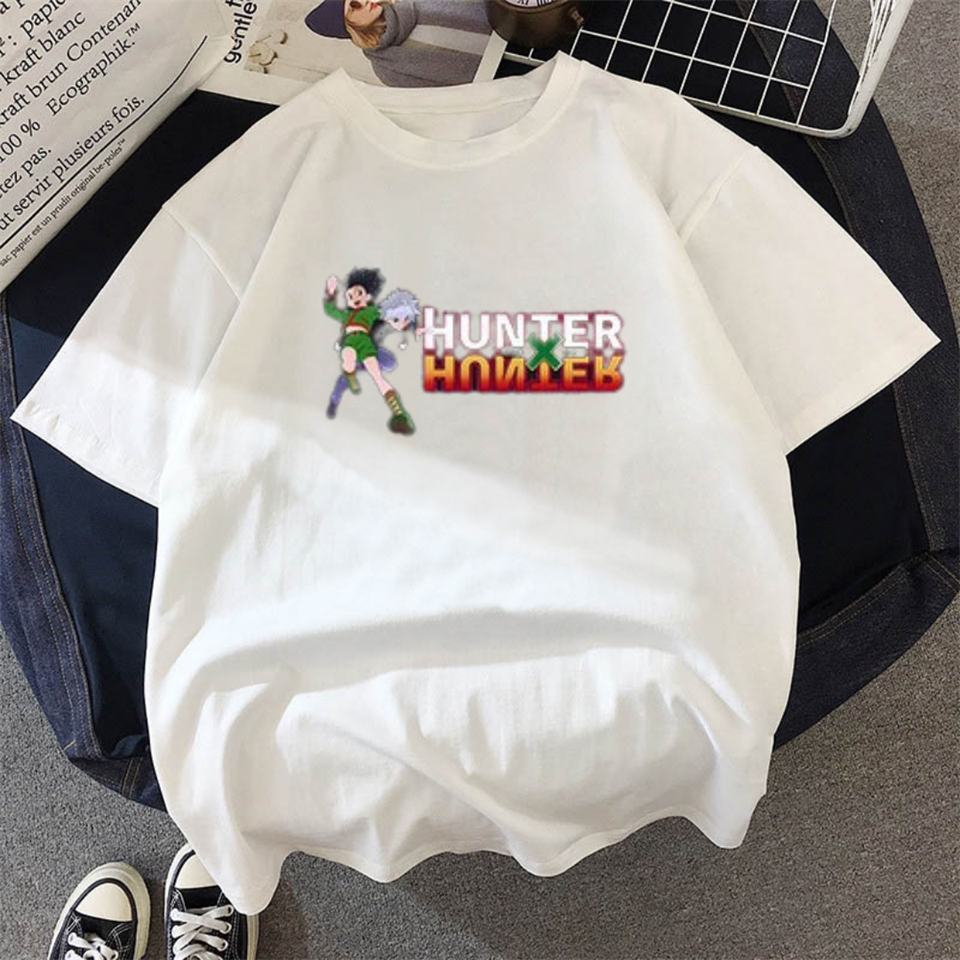 Anime Hunter X Hunter Baskılı Unisex Oversize Beyaz T-shirt & Şort İkili Takım
