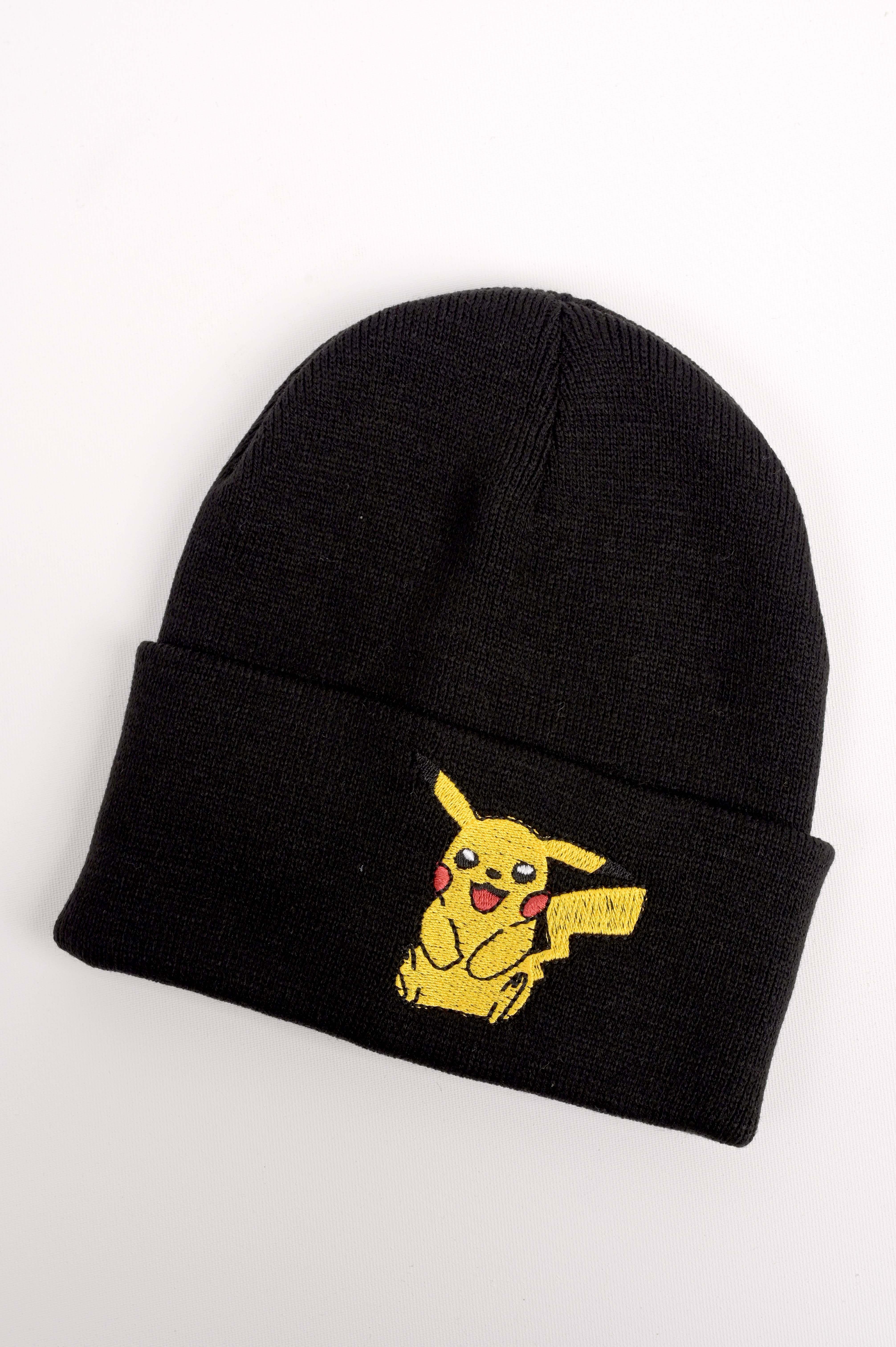 Anime Pikachu Nakış İşleme Unisex Siyah  Bere
